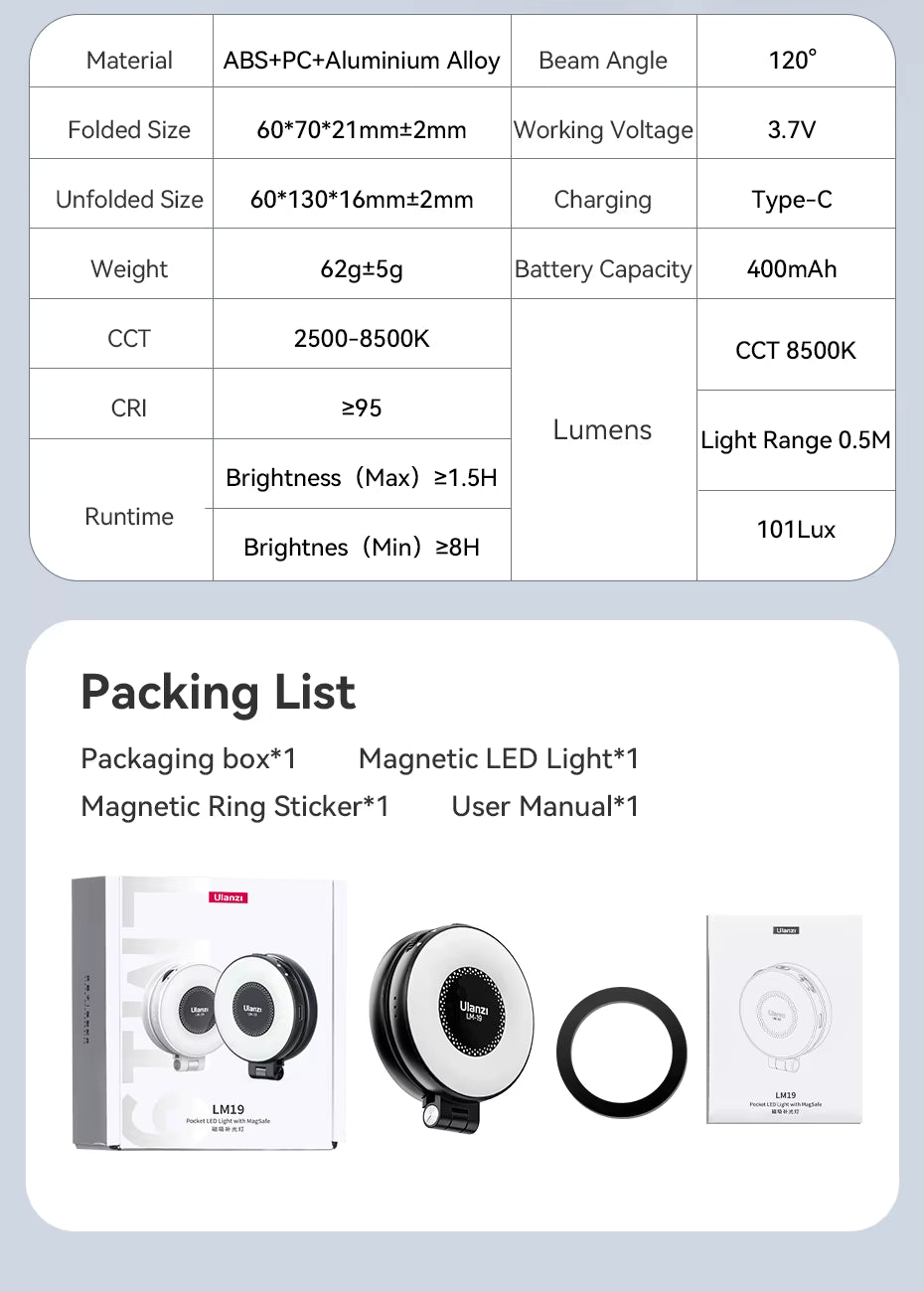 LM19 MagSafe Magnetic fill light